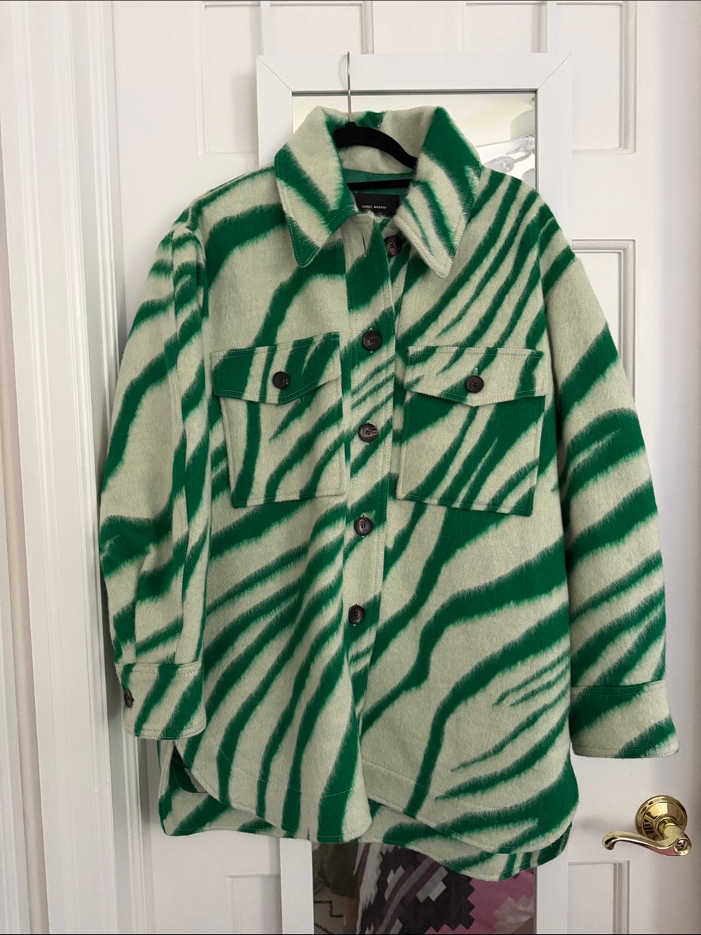 Isabel Marant Kids Green & White Striped Wool-Blend Jacket